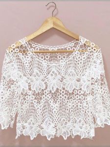 Skirt Outerwear Shawl Womens Pullover Short Summer Small Outerwear Easiest for Match Knitting Cutout Blouse Lace Small Coat