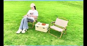 🔥ส่งจากกรุงเทพ🔥เก้าอี้แคมป์ปิ้ง เก้าอี้สนาม ปิคนิคกลางแจ้ง พับเก็บได้ สีกากี ขาตั้งอลูมิเนียม รับน้ำหนักได้ 300กก เนื้อผ้าใบOxford CAMPING