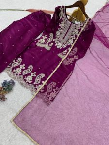 [PRE-ORDER] 2026 FEB BOLLYWOOD GLAMOUR PURPLE EMBROIDERED PALAZO SUIT SIZE M TO 2XL ( DELIVERY 10 WORKING DAYS) ETA: 2026-04-30 | ELEGANT BOLLYWOOD WEDDING WEAR PURPLE PALAZO
