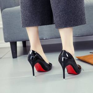 High Heels Stiletto Mid-Heel Pointed Toe Work Glossy 9cm OL Work Professional Womens Shoe Leather Shoes Plus Size Etiquette List 5