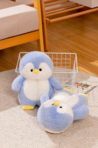 Dép Bông Penguin Lông Cừu Mùa Đông Ấm Áp Chống Trượt Hoạt Hình Cho Trẻ Em Dép Bông Đế EVA Mùa Thu Đông