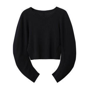 AMII | Minimalist Pure Color Stretch Round Neck Raglan Sleeve Slim-fit Pullover