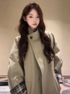 CHANGTONG | Womens Vintage Korean Style Elegant Mid Length Trench Coat