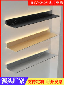 Modern Minimalist Aluminum Alloy Light Emitting Wall Mounted Shelf LED Lighting L-Shaped Metal Partition Wine Book Rack