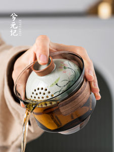 Large Size Glass Cover Bowl Tea Cup High End Non Scalding Handheld Pot Single Person Gongfu Tea Set Underglaze Color Brewing Kettle