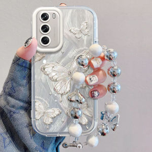 Oppo RENO12 pro plus Butterfly Edition Silicone Phone Case Full Cover with Bracelet Anti-Fall Protection for OPPO RENO Series