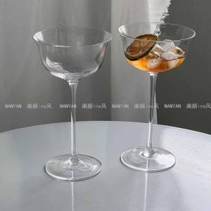 Japanese Style Wide Mouth Cocktail Glass Crystal Glass High Footed Martini Cup Champagne Glass Bar Tending Essential