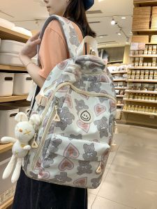 Large Capacity Cartoon Backpack Lightweight High School Student Leisure Double Shoulder Bag with Computer Pocket for Teens