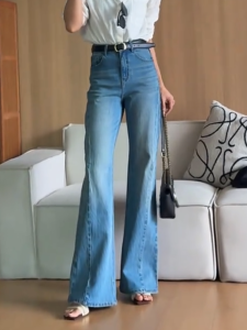 MANMI | Quần Jean Dáng Rộng Thanh Lịch Mùa Hè Phong Cách Hong Kong Retro Cao Waist 80s