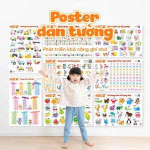 Poster Dán Tường Giáo Dục Song Ngữ Anh - Việt Cho Bé Học Chữ Cái Số Đếm Tranh Thông Minh Đa Chủ Đề