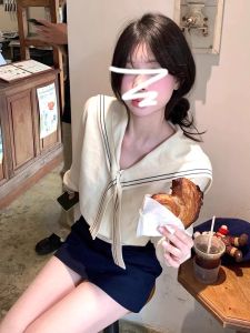 Fashionable Short Navy Collar Sweater Top Womens Slim Fit Inner Knitted Shirt Autumn Winter New Arrival Korean Style Commute