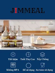 Bộ Hũ Đựng Gia Vị Chai Đựng Dầu Ăn Kèm Kệ Roborobo Bằng Thủy Tinh Cao Cấp