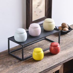 กระป๋องชามินิเซรามิกขนาดกะทัดรัดสําหรับผงชาเขียว ลูกบอลยา กล่องเก็บชาพกพา กล่องบรรจุชา กระป๋องเก็บของ