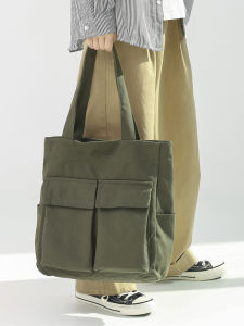 Japanese Style Vintage Canvas Bag Mens Large Capacity Handbag Work Clothing Make-up Class Canvas Bag Student Class Schoolbag Tote Bag