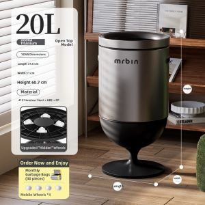 MR.Bin | High-Foot Red Luxury Waste Bin  No Lid Easy-to-Use