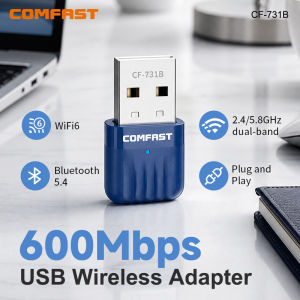 Comfast | COMFAST CF-731B AX600 WiFi 6 Bluetooth 5.4 USB Dongle 572Mbps Dual Band 2.4GHz 5.8GHz Wireless WiFi Adapter 2in1 Network Card AP