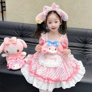 Cute Cartoon Kuromi Princess Dresses Sanrio Kawaii Children Dresses Summer Anime Lolita Outdoor Party Children Birthday Gifts