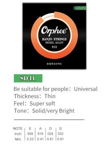 IRIN | Orphee 4/5/6 Strings Banjo Strings Nickel Alloy Wound Hexagonal Steel Core Rust Resistant SD4L SD5L SD6L Banjo Accessory Strings