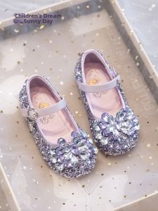 TONGMENGQINGTIAN | Princess Elsa Gemstone Shoes Purple For Little Girls