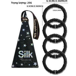 4 Chiếc Dây Buộc Tóc Bằng Lụa Tơ Tằm 100% Nguyên Chất Dây Buộc Tóc Thun Màu Trơn Giữ Đuôi Ngựa Dây Buộc Tóc Bằng Lụa Dành Cho Nữ 22 Momme