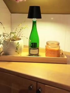 AITHEA Wireless Table Lamp LED Wine Bottle Base Rechargeable Vases Light Touch Switch Bar Dining Lamp