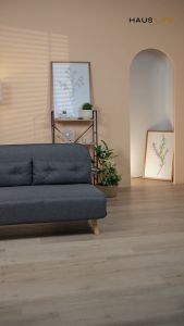 HAUS LIFE โซฟาเบดผ้า 2 ที่นั่ง พับขยายเป็นที่นอน สีเทา