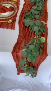 COD Polyester Crinkle Table Runner Cheesecloth Table Runner Gauze Tablecloth Boho Rustic Decorations