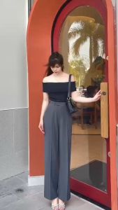 Quần ống suông rộng cạp cao có bigsize đến 75kg chất Mango cao cấp-TNS-Mã 317F