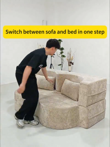 Dreame Furniture Alpha folding compressed sofa bed integrated dual-purpose full sponge roll pack compressed fabric sofa with handrail 2M Applicable to living room three-person small living room sofa set