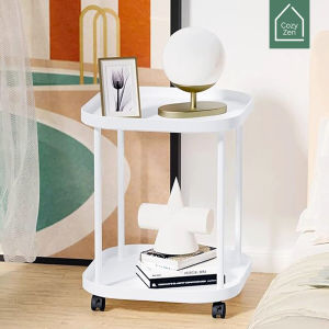 โต๊ะข้างโซฟา โต๊ะกลางโซฟา สีพาสเทล มินิมอล โต๊ะมาพร้อมล้อ หมุนได้ 360 องศา Table