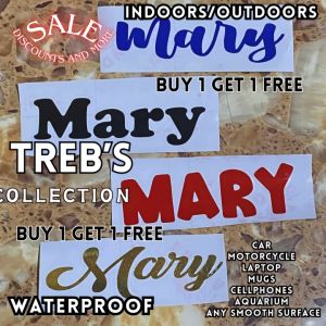 sticker name (buy 1 get 1 free) motorcycle car tumbler laptop decal decals vinyl waterproof mary
