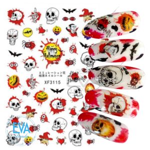 Nail Sticker Dán Móng Tay 3D Dạng Decal Trang Trí Lễ Hội Ma Quỷ Halloween Hình Đầu Lâu XF3115