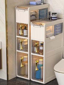 18cm Accessible Luxury Installation-Free Bathroom Balcony Waterproof Sandwich Cabinet Bathroom Toilet Crevice Cabinet Washing Machine Side Narrow Cabinet