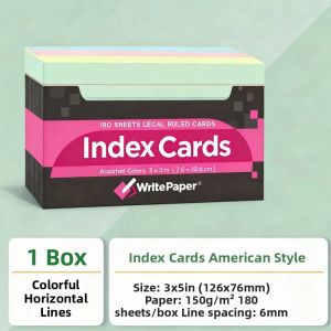American Style Index Cards Single-Sided Blank Memo Cards Word Learning Flashcards Student Notepad Paper Bookmark Paper