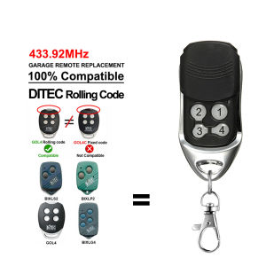 100% Compatible DITEC Rolling Code BIXLP2 BIXLS2 BIXLG4 Remote Control 433 mhz Handheld Transmitter Garage Gate Door Opener