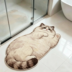 VIKAMA 3D Cat Shaped Carpet Absorbency Soft Bathroom Floor Mat Living Room Bedroom Area Carpet Home Decoration