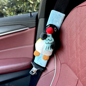 Cartoon Penguin Pingu Car Safety Belt Cover Protection Shoulder Strap Anti-strangulation Insurance Decorative Trendy Automobile Accessories