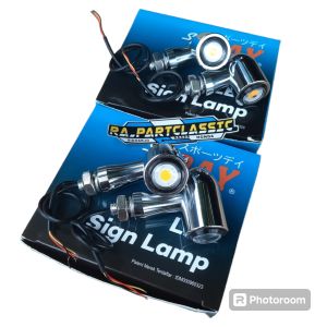 Lampu Sein CB Led Stainless Crome Bulat Palu Set Depan Belakang Sport Day Original Kualitas Bagus