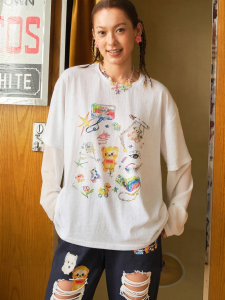 LeSportsac | Retro Casual Faux Two-Piece Long Sleeve Top