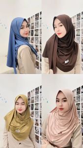 Pashmina Instan Qahirah Malay Jersey Premium Viral Terbaru Kerudung Praktis
