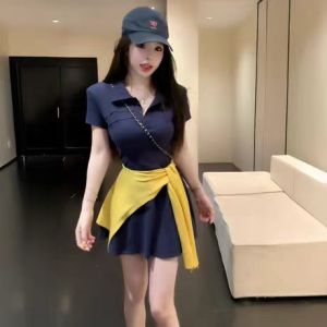 YUEZHONGWEI | Turn-Down Collar Short Sleeve Cape Dress for Special Occasions