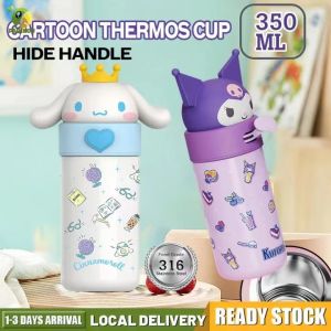 แก้วน้ำเก็บความร้อนสูญญากาศสูงสำหรับเด็กความจุสูงสแตนเลส316แบบพกพาที่จับไฟกระติกน้ำสุญญากาศตุ๊กตาสเตอริโอถ้วยน้ำร้อนการ์ตูนปากกลมกระบอกน้ำตู้การ์ตูนหลายสไตล์