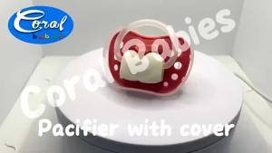 Coral Babies Silicone Orthodontic Pacifier with Cover BPA Free | Adorable Rabbit Red Lips Mustache design for Infants
