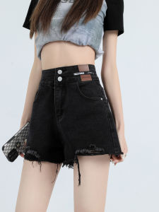 High Waist Loose Fit Short Jeans Shorts for Women Summer New Style Black Denim A-Line Hot Pants Wide Leg Super Short Hot