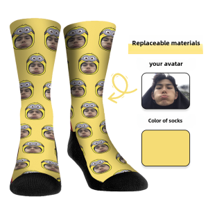 Creative Portrait Headshot Socks Cartoon Anime Pattern Mid-Calf Personality DIY Gift Home Comfortable Breathable Couple Socks