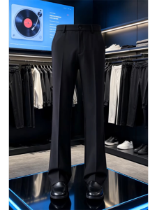 ZHUOCAN | Black Lightweight Flared Ice Silk Pants For Men
