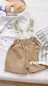 Sét bộ đồ sơ mi đi chơi cho bé trai gồm áo sơ mi kèm quần short trơn BERNIE cho bé từ 9 đến 24kg phong cách HÀN QUỐC