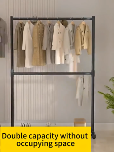 Indoor hanger rack organizer Clothes hanging rack storage rack simple and wrinkle free 2-layer storage for more clothes 185cm without touching the ground hanging rack for clothes rack