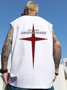 plus Size Mens Casual Sleeveless Vest Versatile Comfortable Loose Summer Sportswear Breathable Moisture-Wicking Geometric Pattern