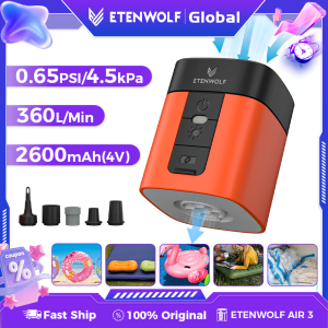 ETENWOLF Air 3 Electric Air Pump 2600mAh Battery & Light Portable Camping Pump for Air Mattress Sleeping Pads Pool Floats
